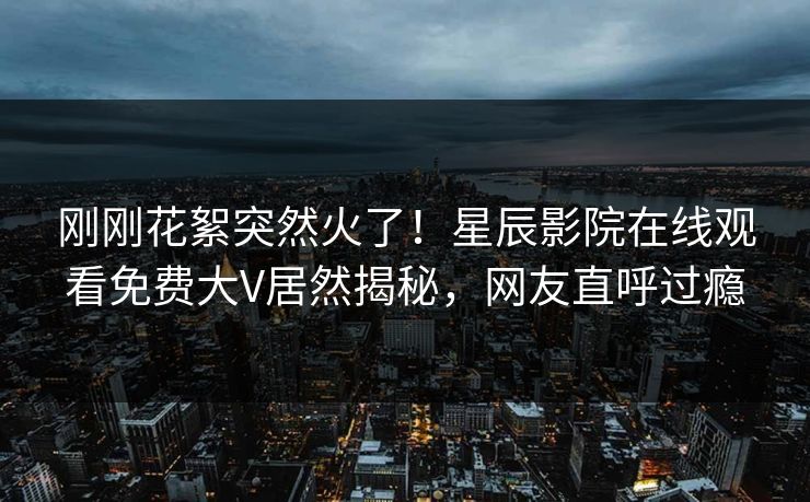 刚刚花絮突然火了！星辰影院在线观看免费大V居然揭秘，网友直呼过瘾