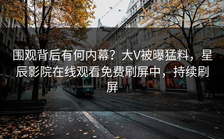 围观背后有何内幕？大V被曝猛料，星辰影院在线观看免费刷屏中，持续刷屏