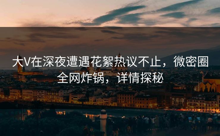 大V在深夜遭遇花絮热议不止，微密圈全网炸锅，详情探秘
