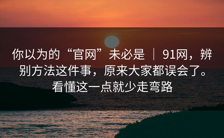 你以为的“官网”未必是 ｜ 91网，辨别方法这件事，原来大家都误会了。看懂这一点就少走弯路